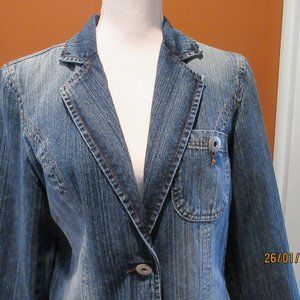 Women's Blue Denim Jacket, Long Sleeve, Button Closure, Pockets, UK Size 12